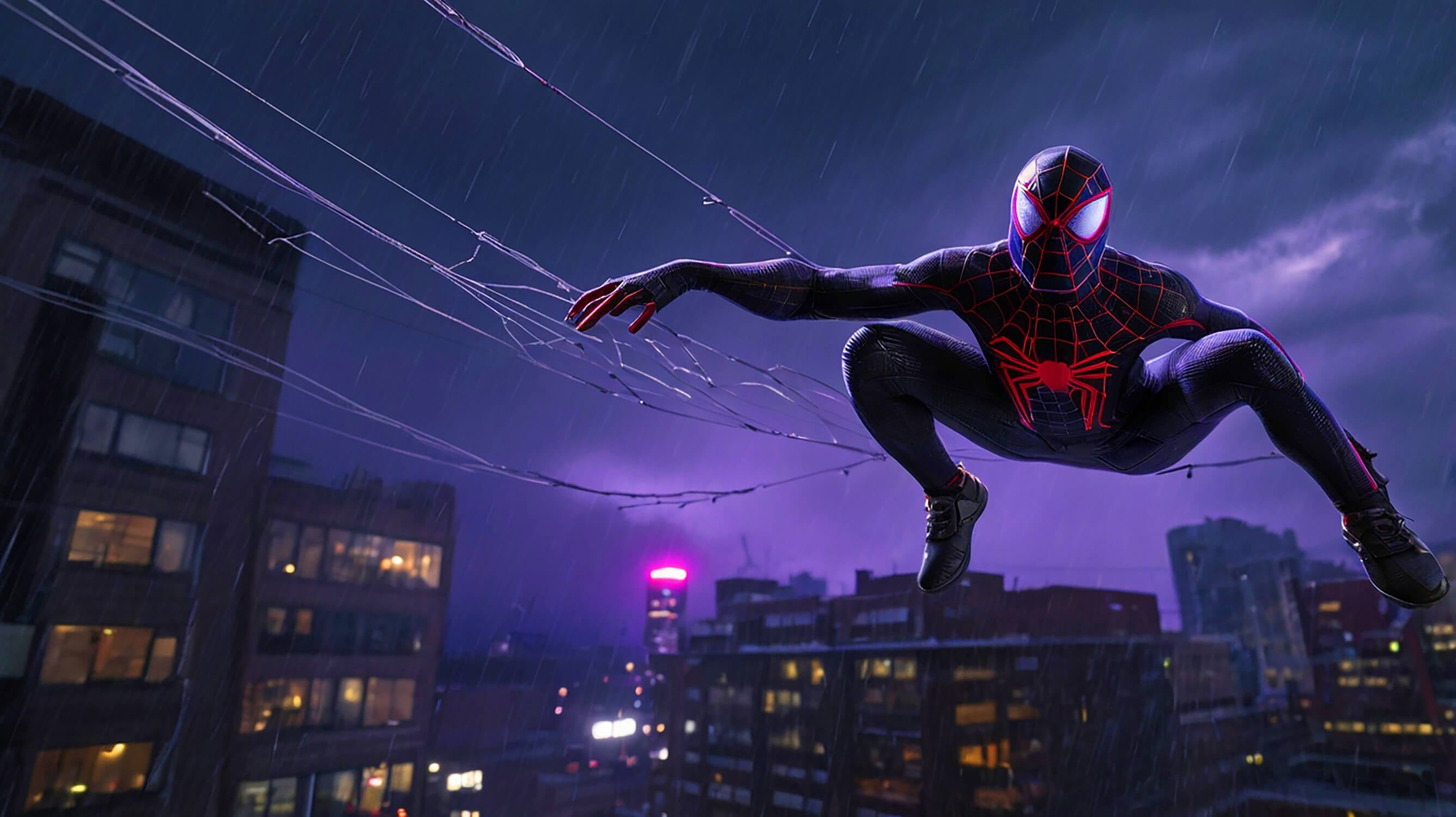 Spider-Man Night Rain Wallpaper | Murals Wallpaper