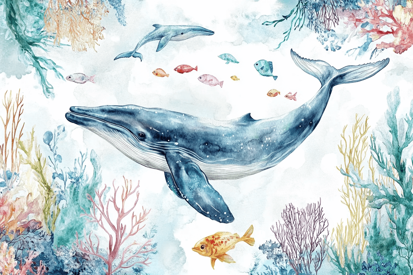 Whale and Seafloor Wallpaper | Murals Wallpaper