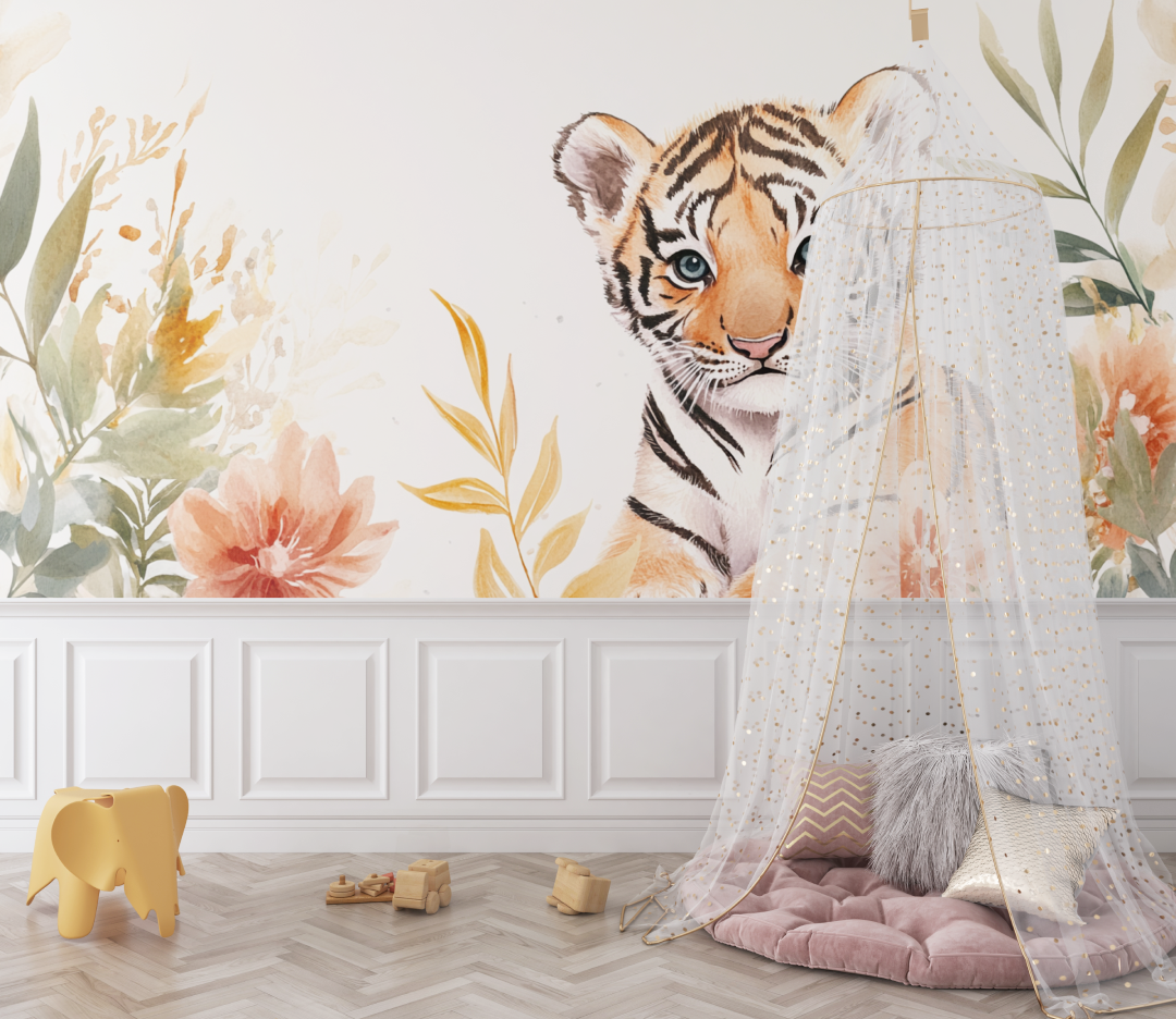 Tiger and Nordic Patterns Wallpaper | Murals Wallpaper