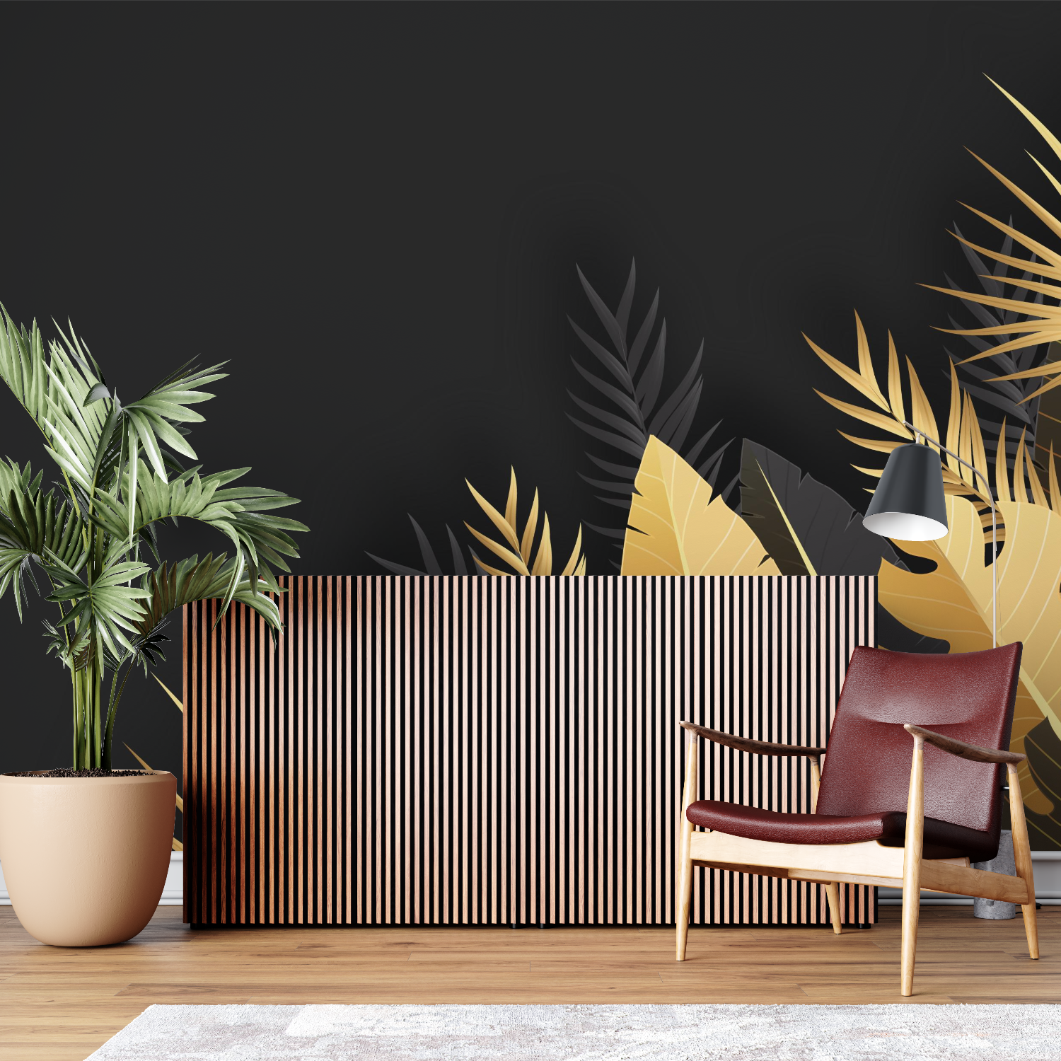 Black Wallpaper with Gold Leaf | Murals Wallpaper