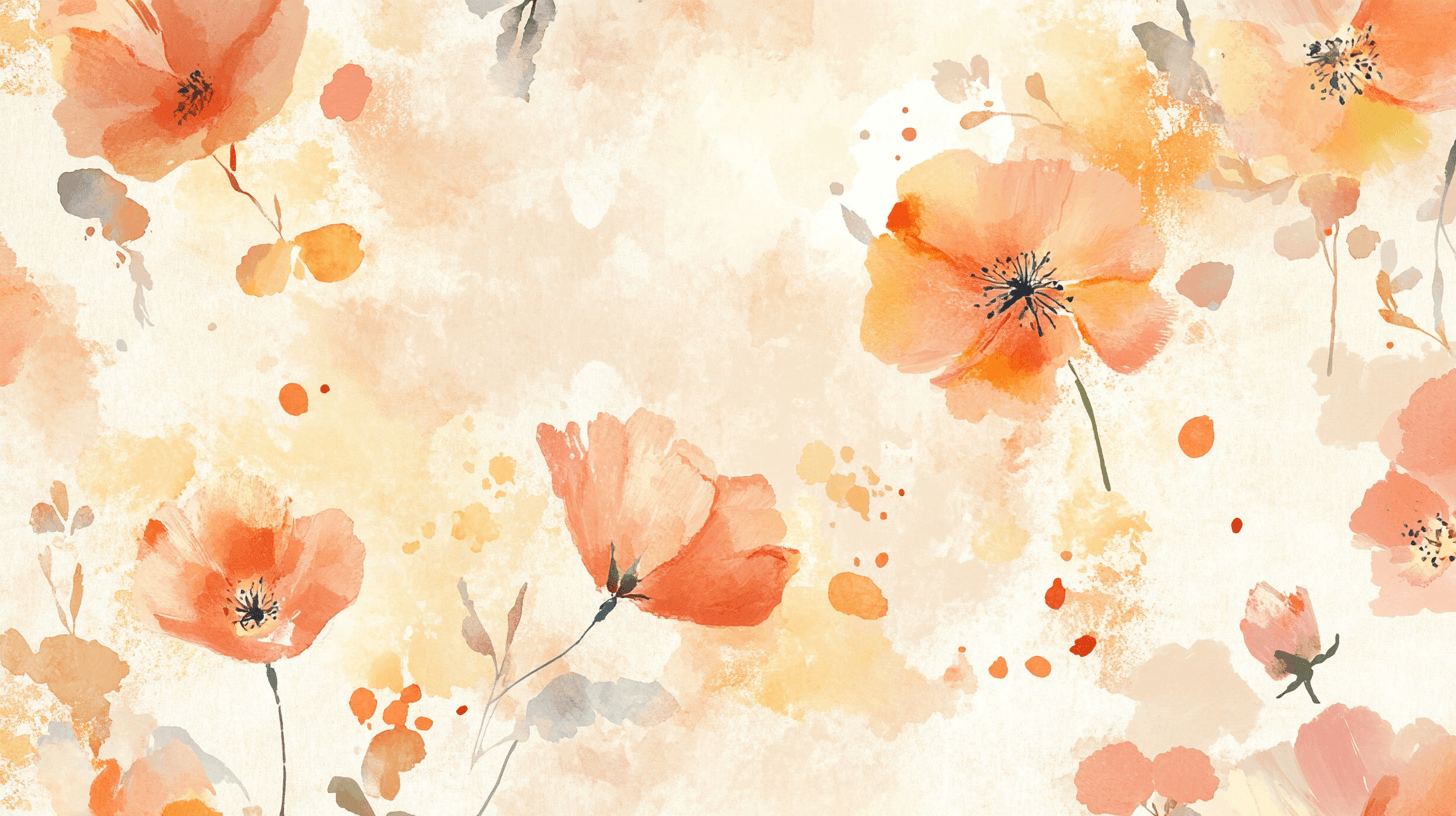 Mural Watercolor Wallpaper with Summer Flowers in Colorful Gradients