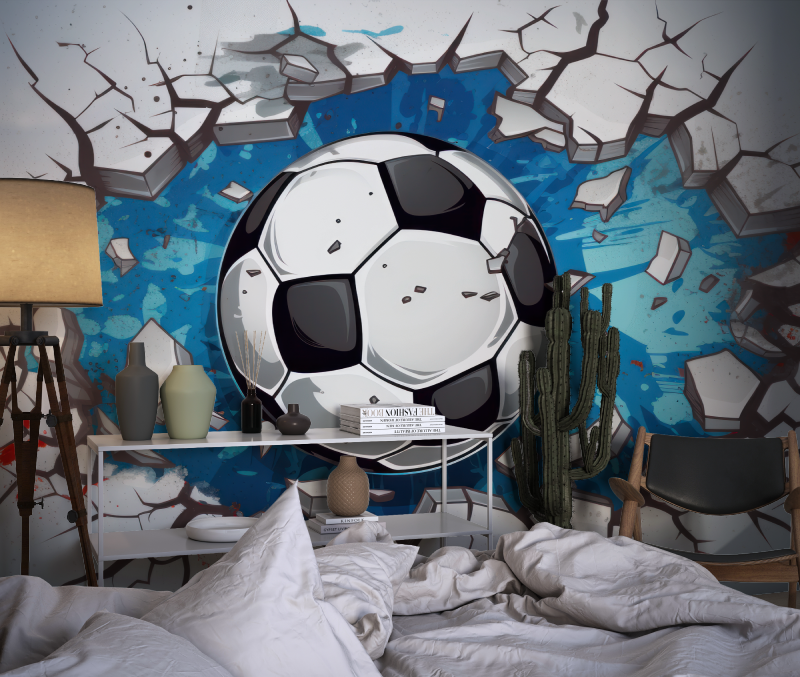 3D Soccer Trompe L'Oeil Wallpaper | Murals Wallpaper