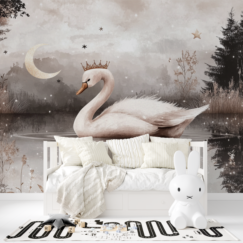 Princess Swan Pink Gray Wallpaper | Murals Wallpaper