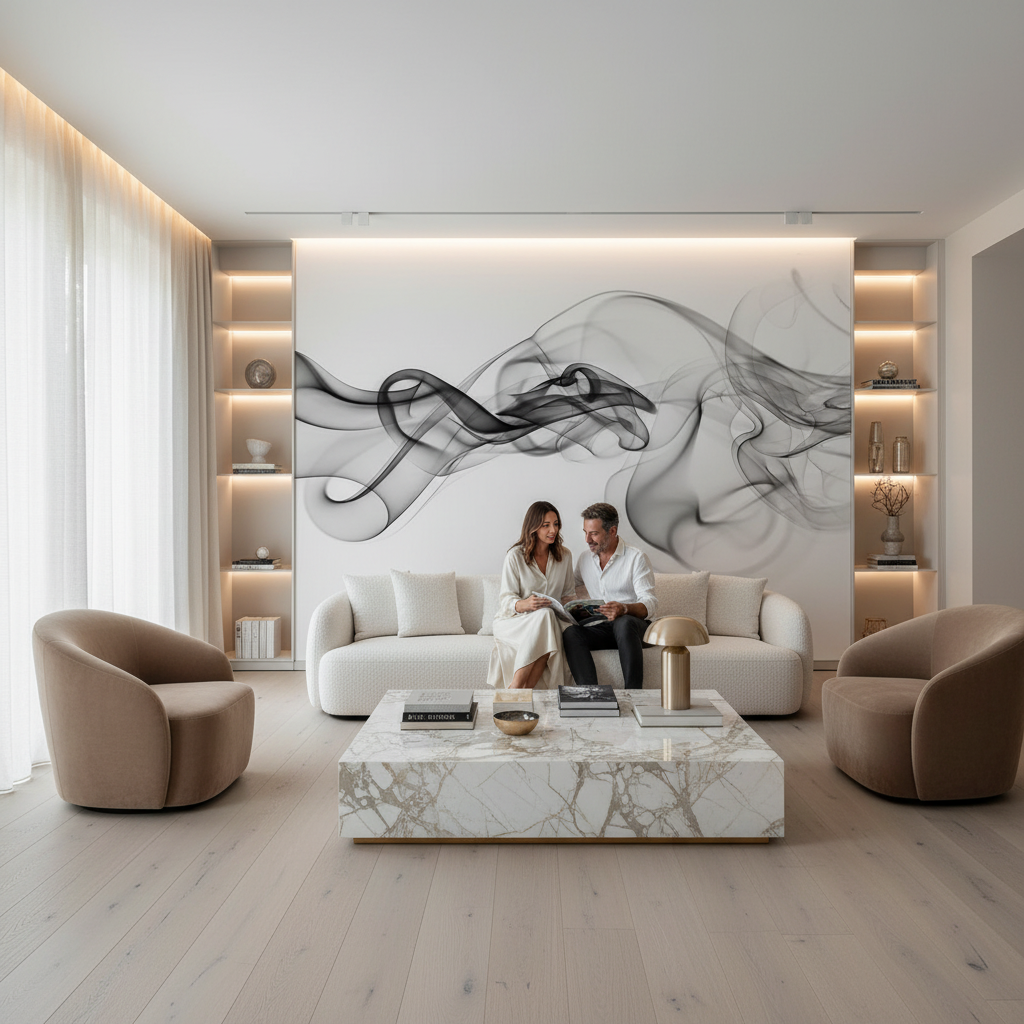 Mural Black and White Abstract Wallpaper