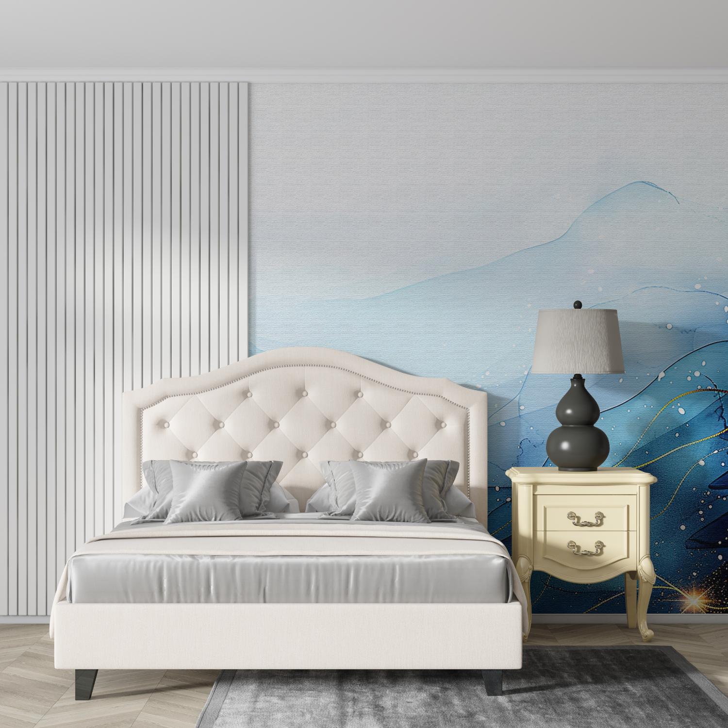 Watercolor Blue Gold Wallpaper | Murals Wallpaper
