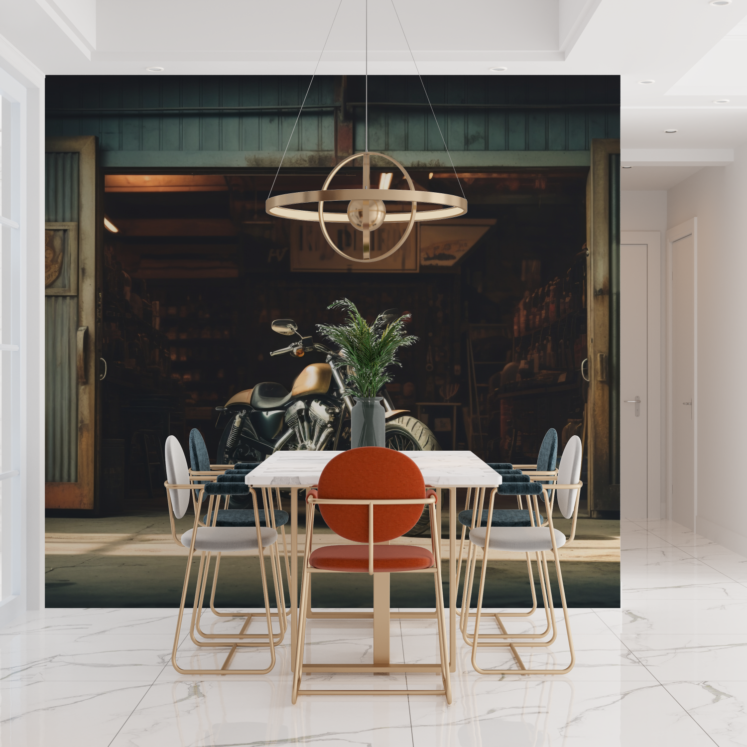 Harley-Davidson-Garage-Tapete | Wandbilder