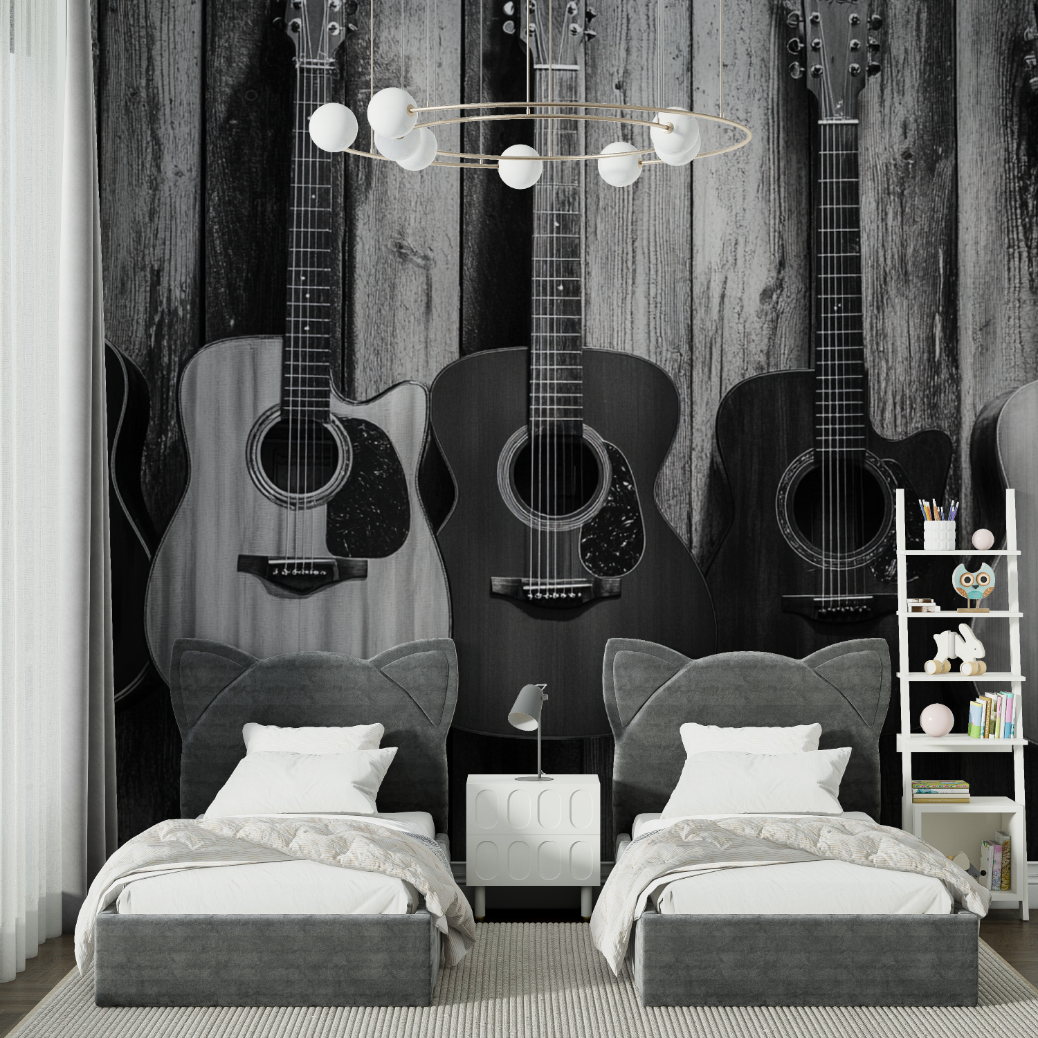 Black and White Guitar Wallpaper | Murals Wallpaper
