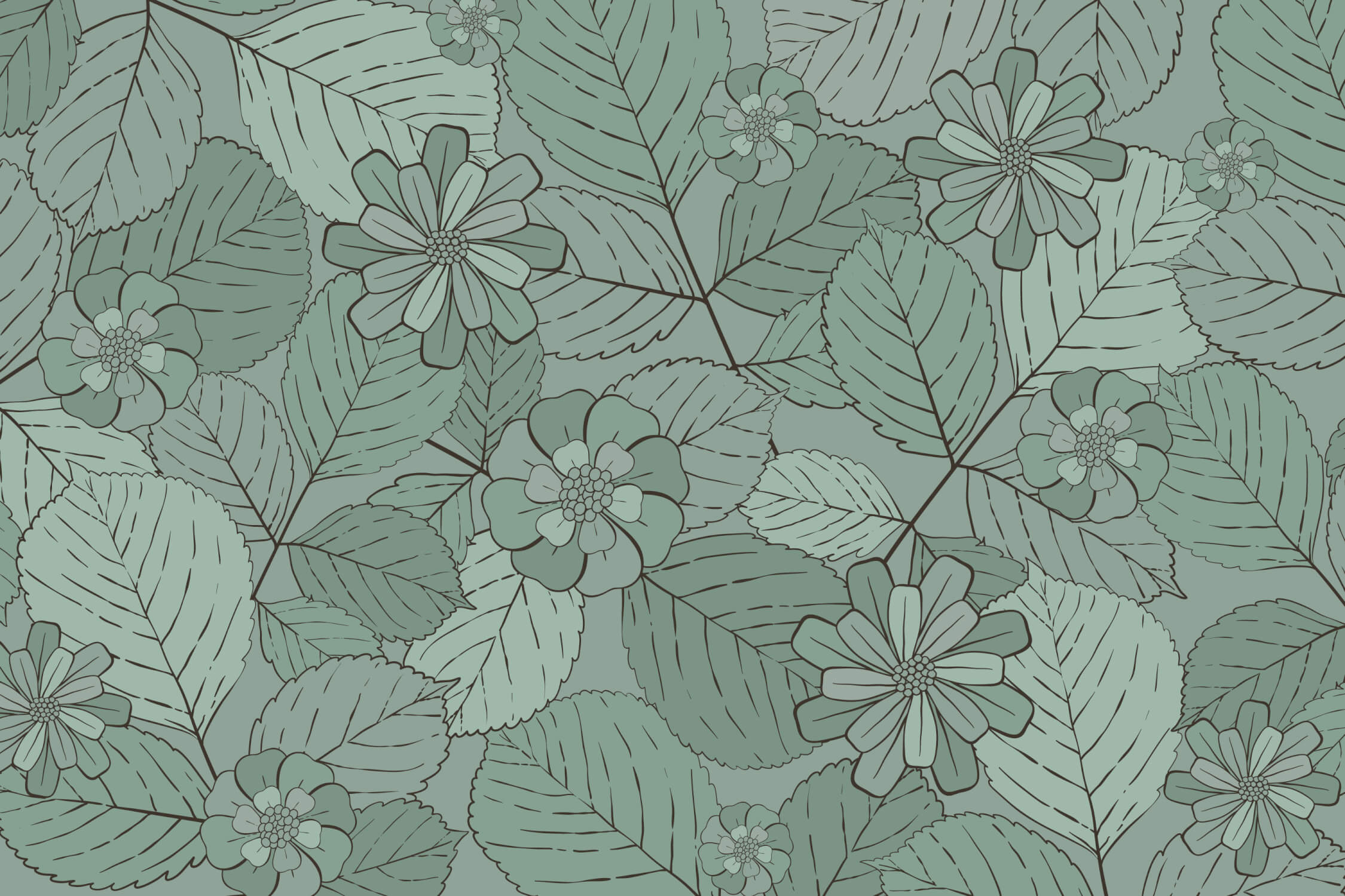 Green Floral Pattern Wallpaper | Murals Wallpaper