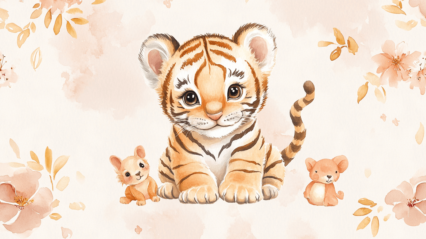 Tiger and Cute Animals Wallpaper | Murals Wallpaper
