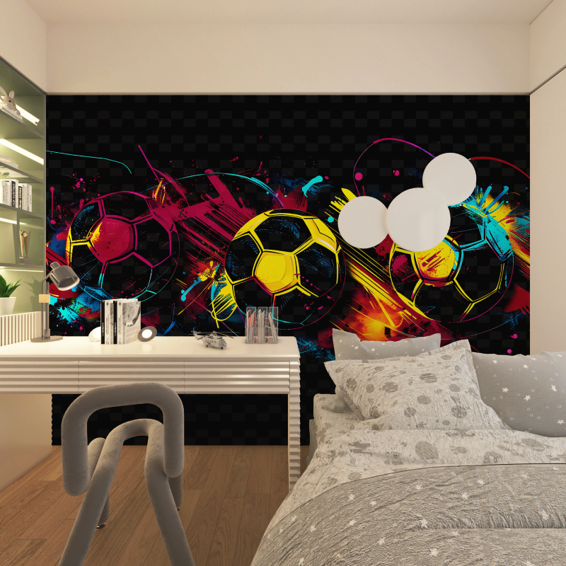 Schwarze Fußball-Tapete | Wandbild-Tapete