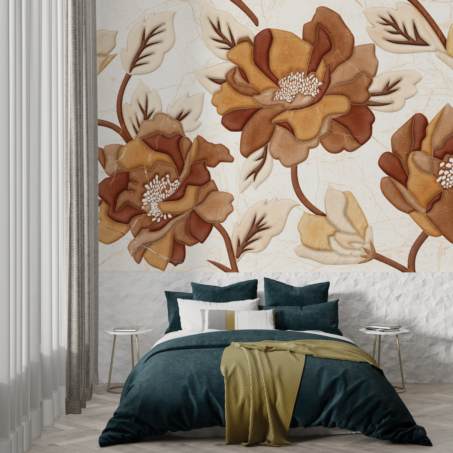 Papel Pintado Flor de terracota | Papel Pintado Murales