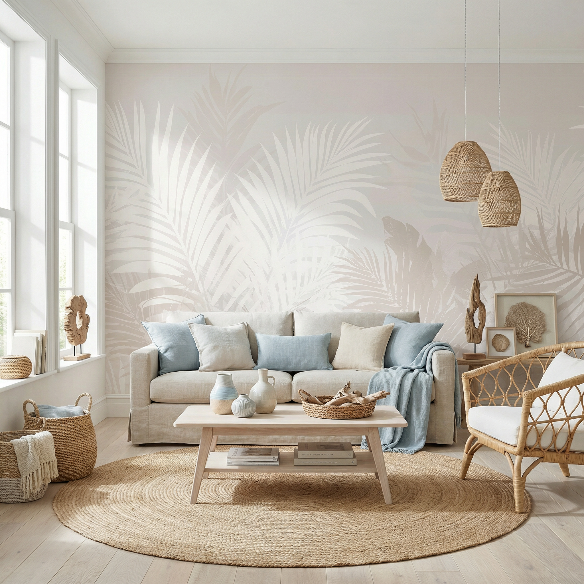 Soft Palm Whisper Mural Wallpaper