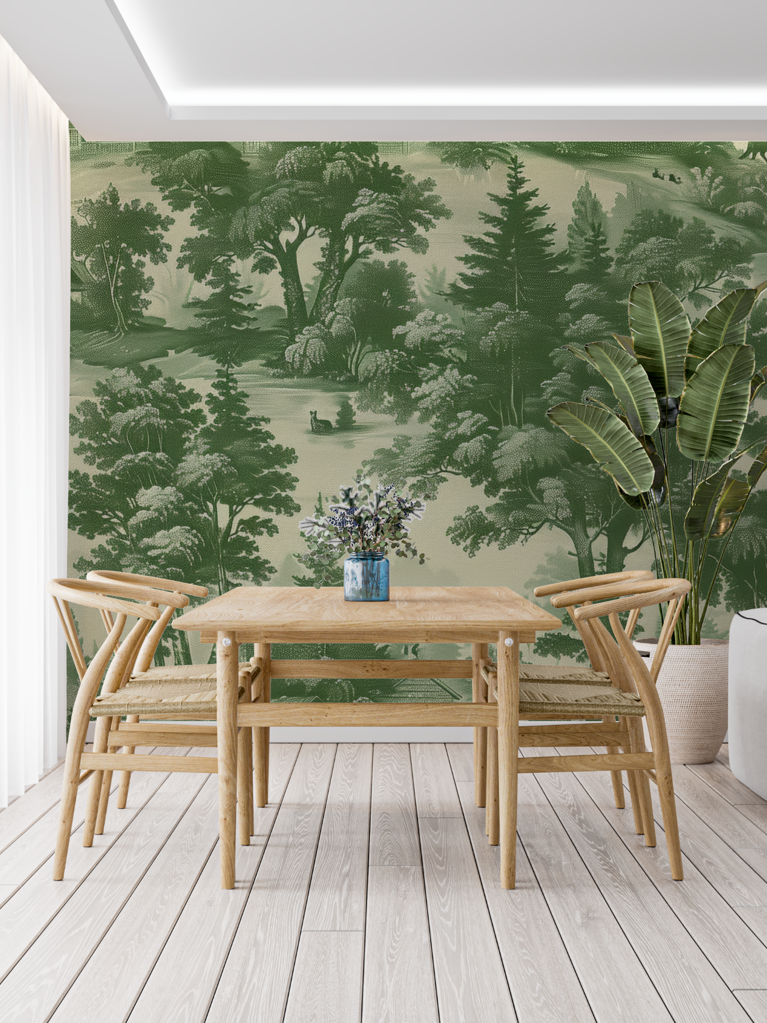 Green Toile Wallpaper | Murals Wallpaper