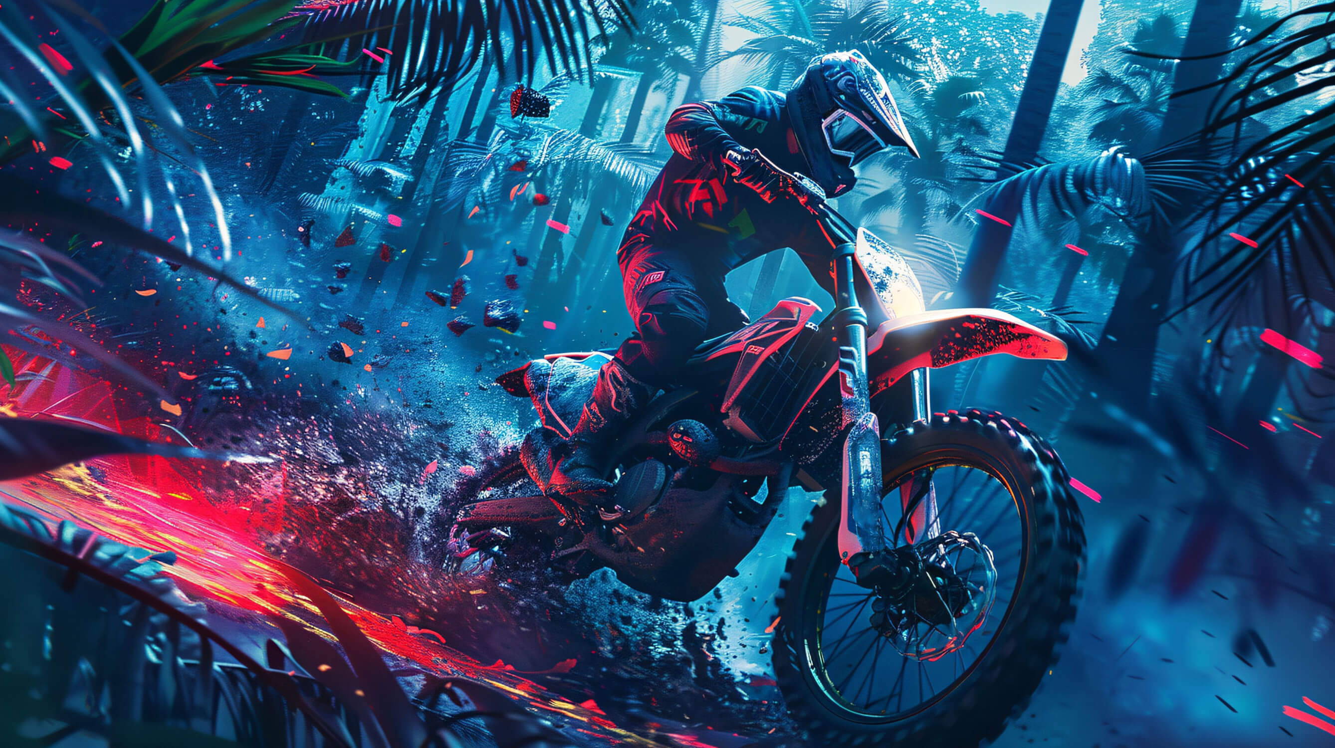 Papier peint garçon mtocross néon