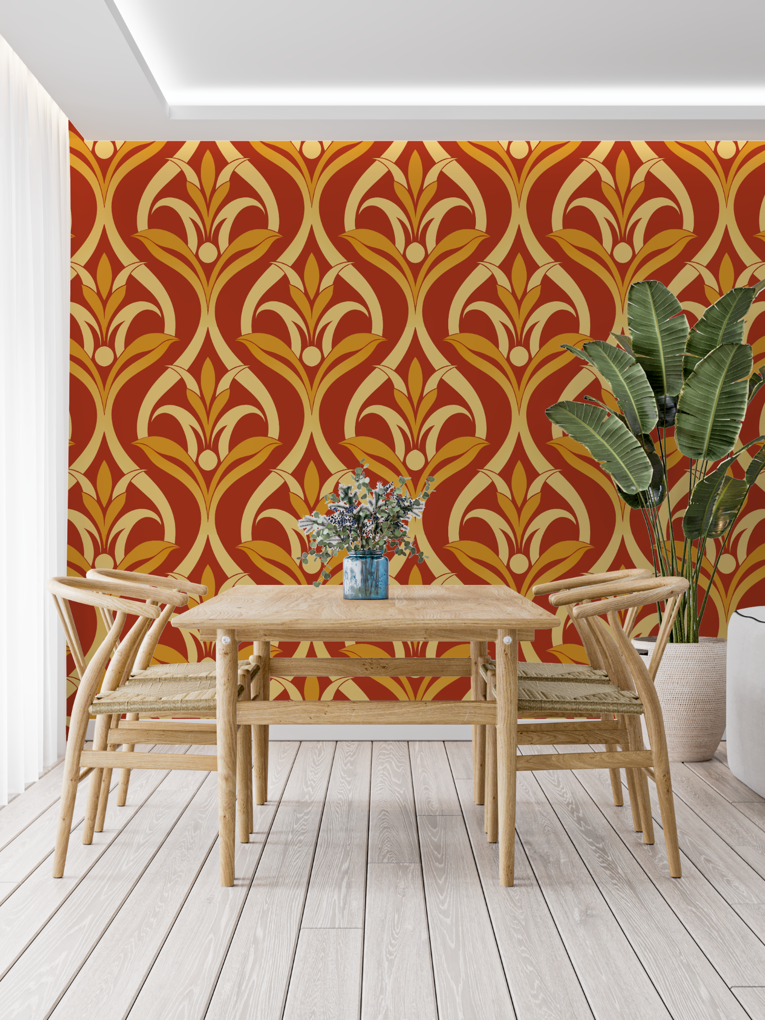Orange Wallpaper with Pattern | Murals Wallpaper