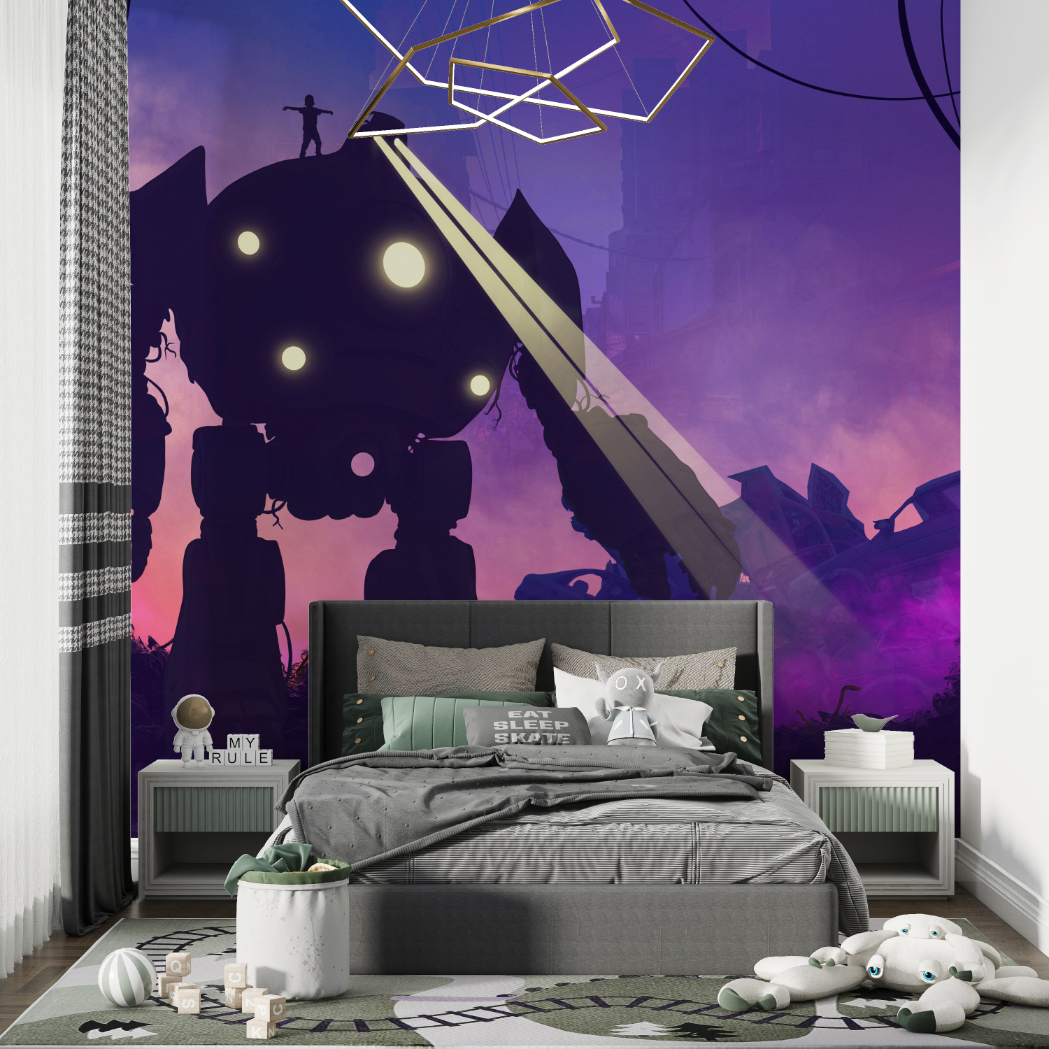Future Robot Nighttime Wallpaper | Murals Wallpaper