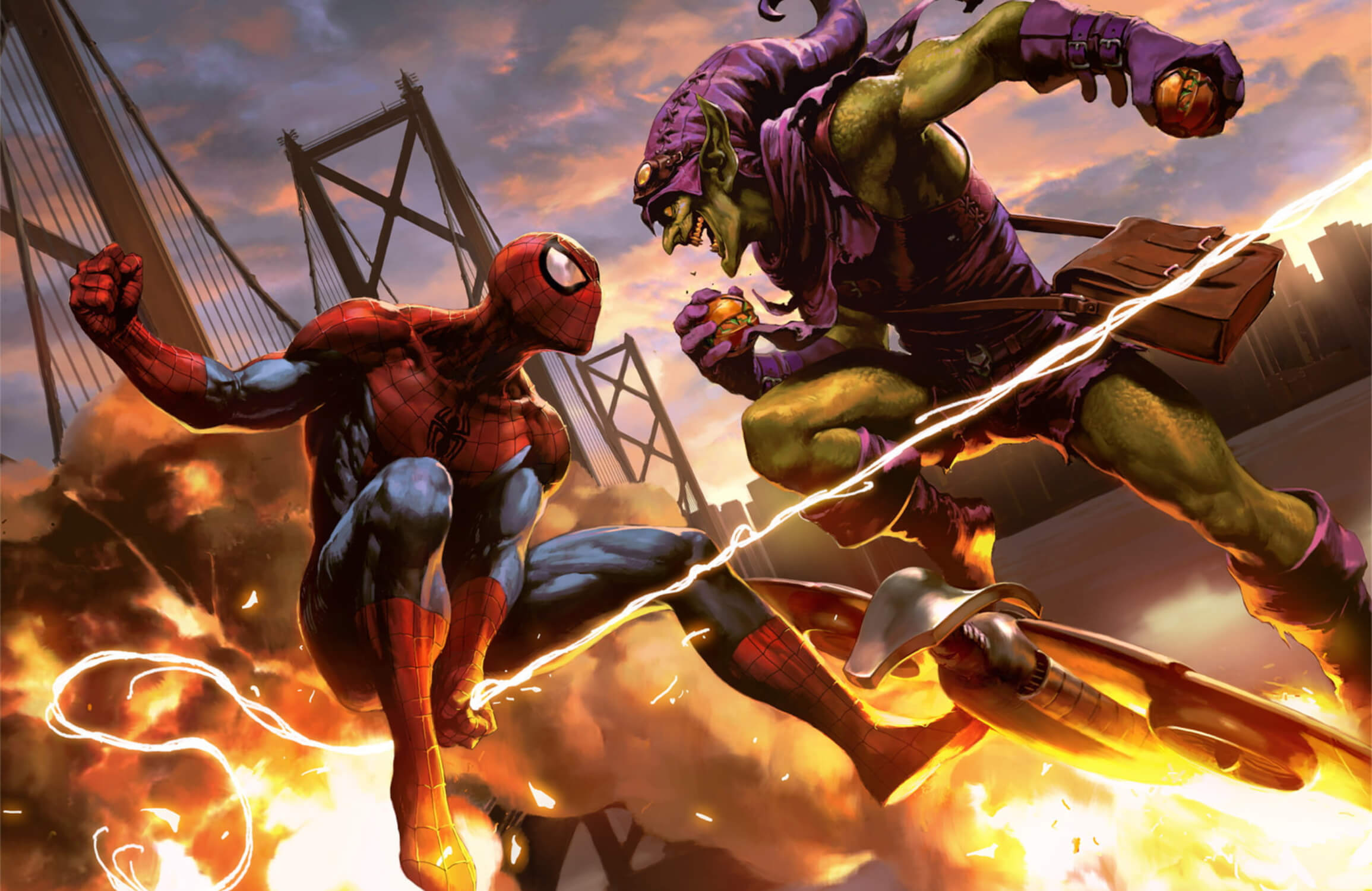 Spider-Man vs Green Goblin Wallpaper | Murals Wallpaper