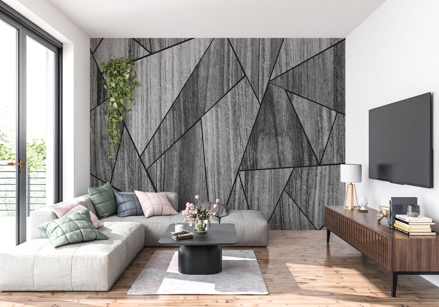 Silver and Black Wallpaper | Murals Wallpaper