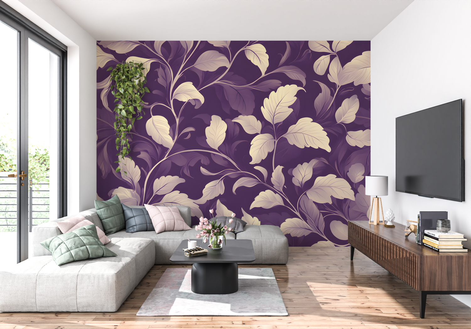 Purple Floral Pattern Wallpaper | Murals Wallpaper