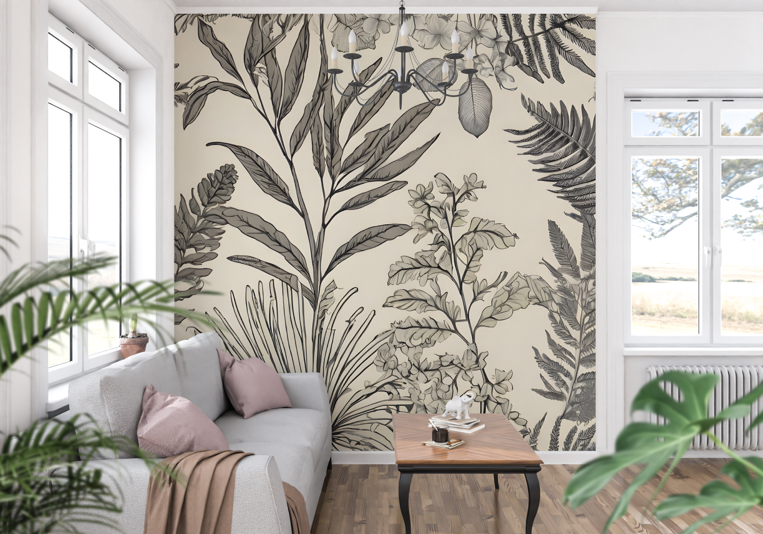 Tropical Floral Toile Wallpaper | Murals Wallpaper