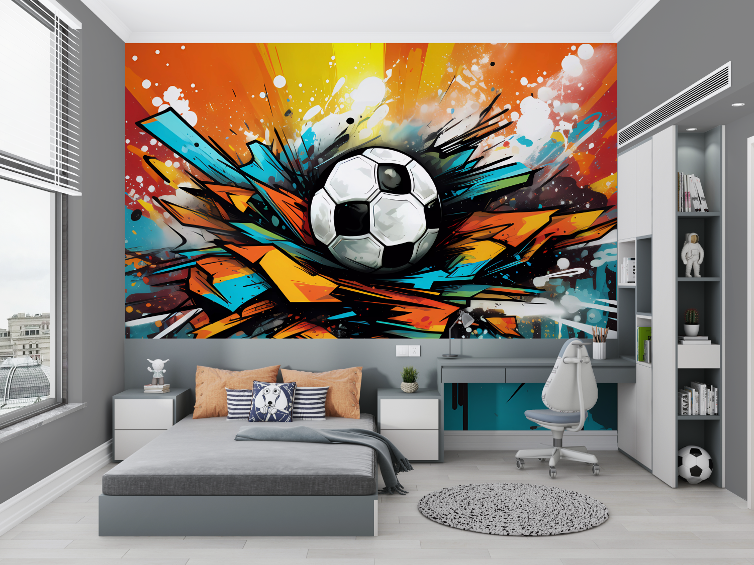 Kids' Soccer Graffiti Wallpaper | Murals Wallpaper