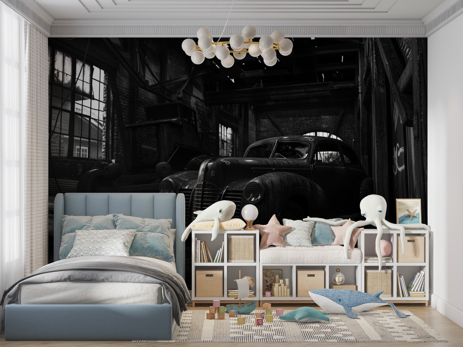 Vintage Black and White Car Wallpaper | Murals Wallpaper