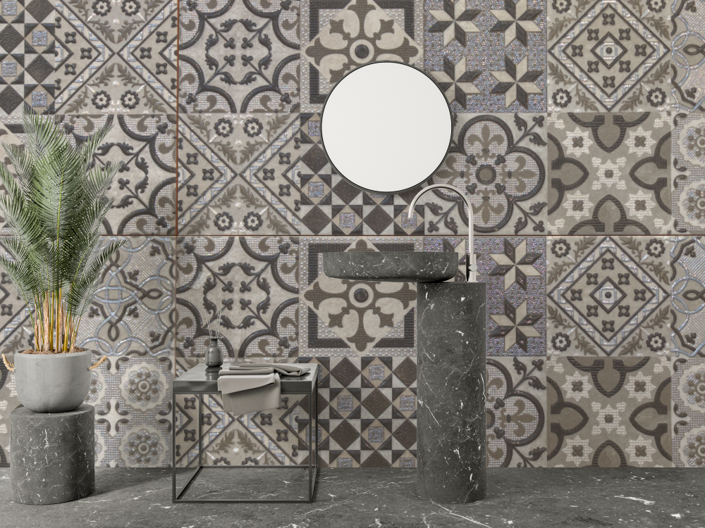Cement Tile Wallpaper Bathroom | Murals Wallpaper