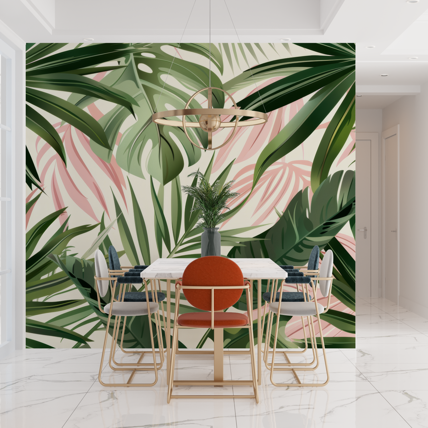 Green Pink Jungle Wallpaper | Murals Wallpaper