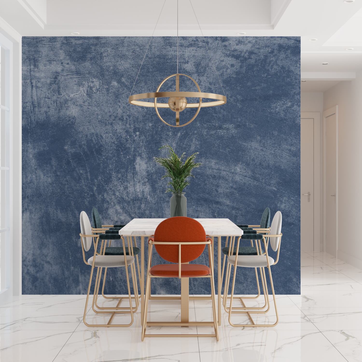 Trendy Gray and Blue Wallpaper | Murals Wallpaper