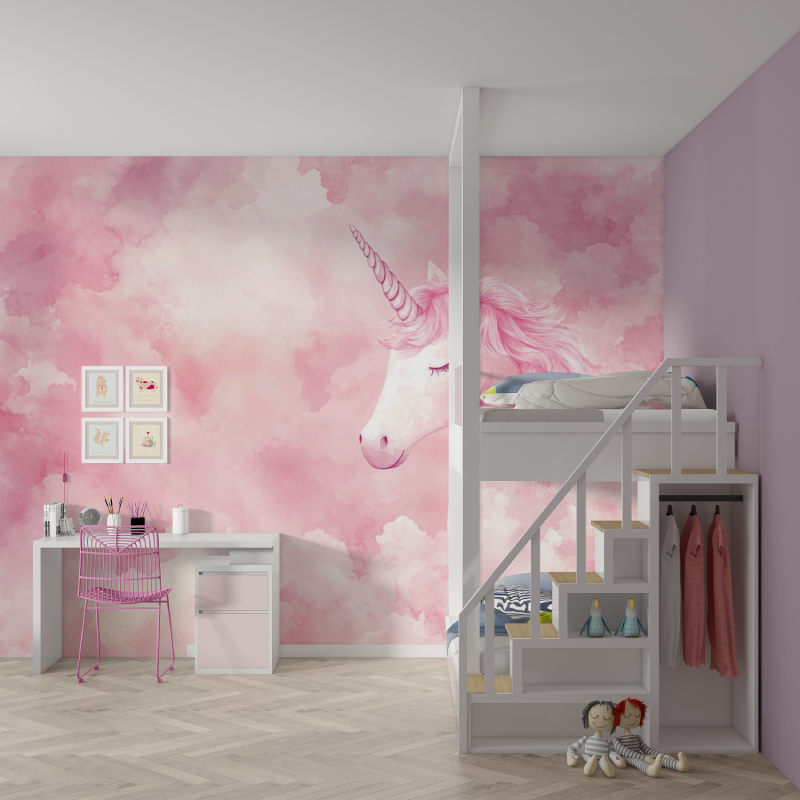 Einhorn-Wolken-Tapete | Wandbilder