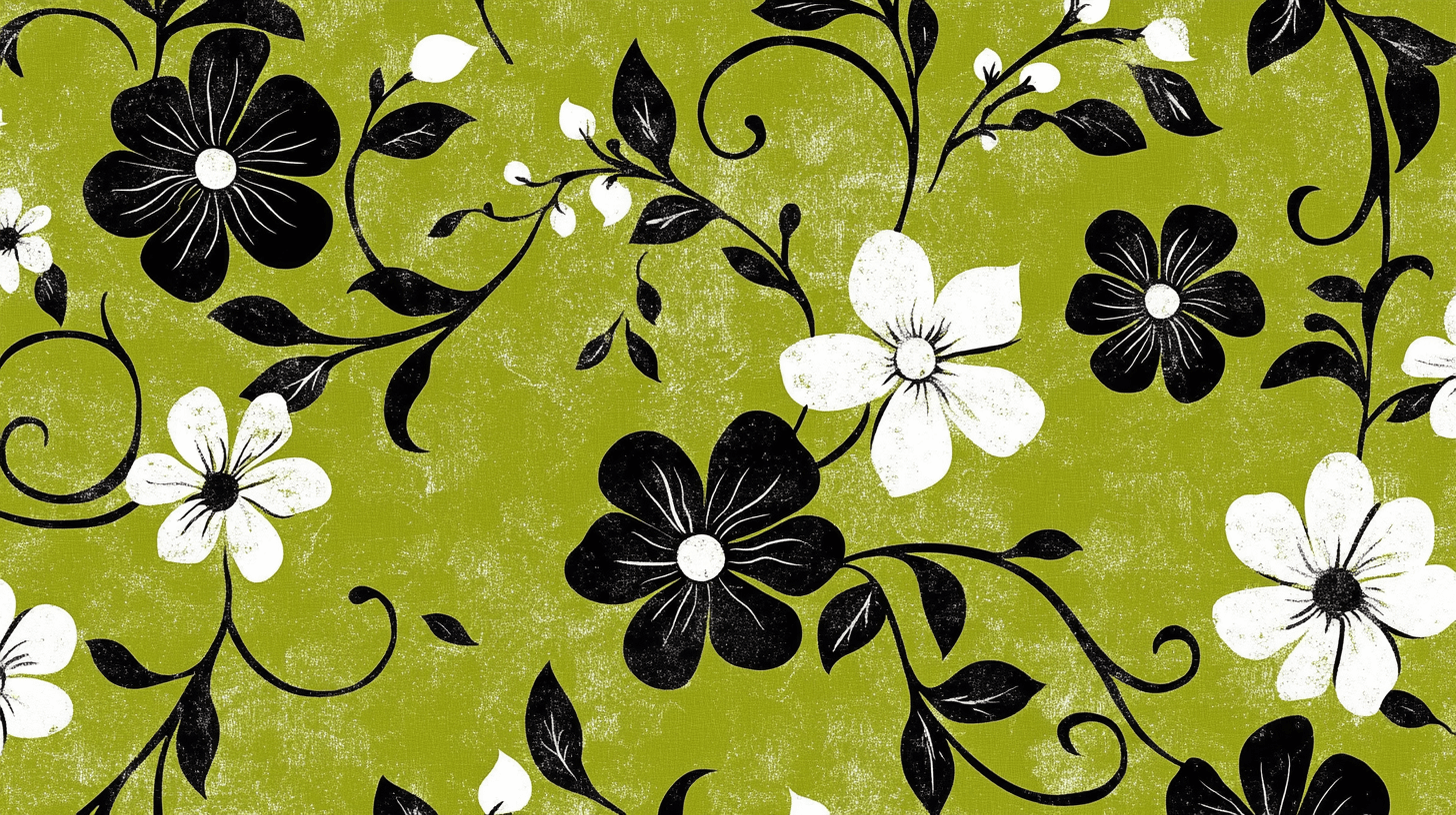 Vintage Green Black and White Wallpaper | Murals Wallpaper