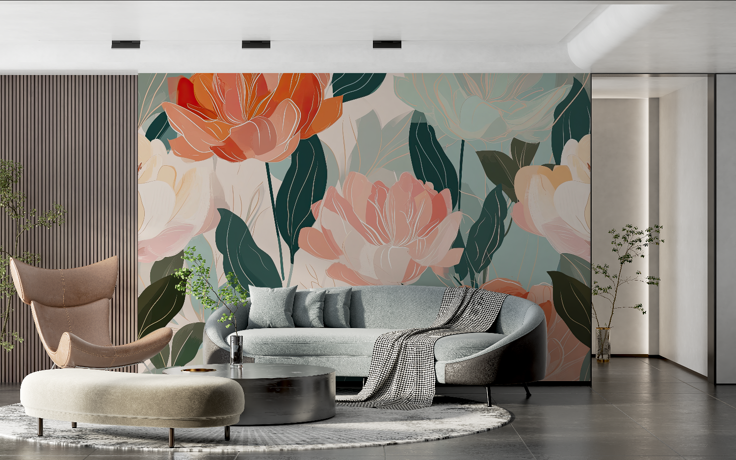 Watercolor Floral Design Wallpaper | Murals Wallpaper