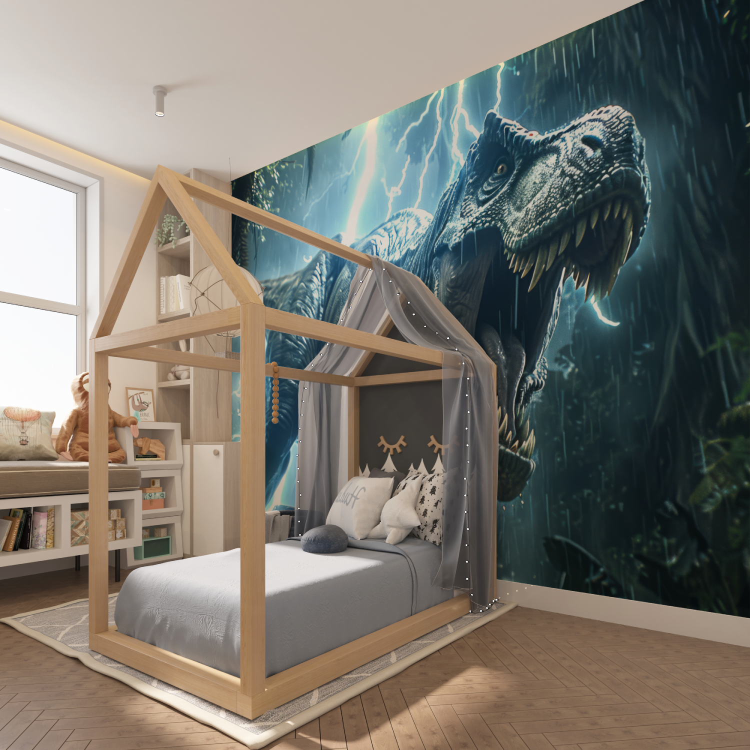 T-Rex Lightning Wallpaper | Murals Wallpaper