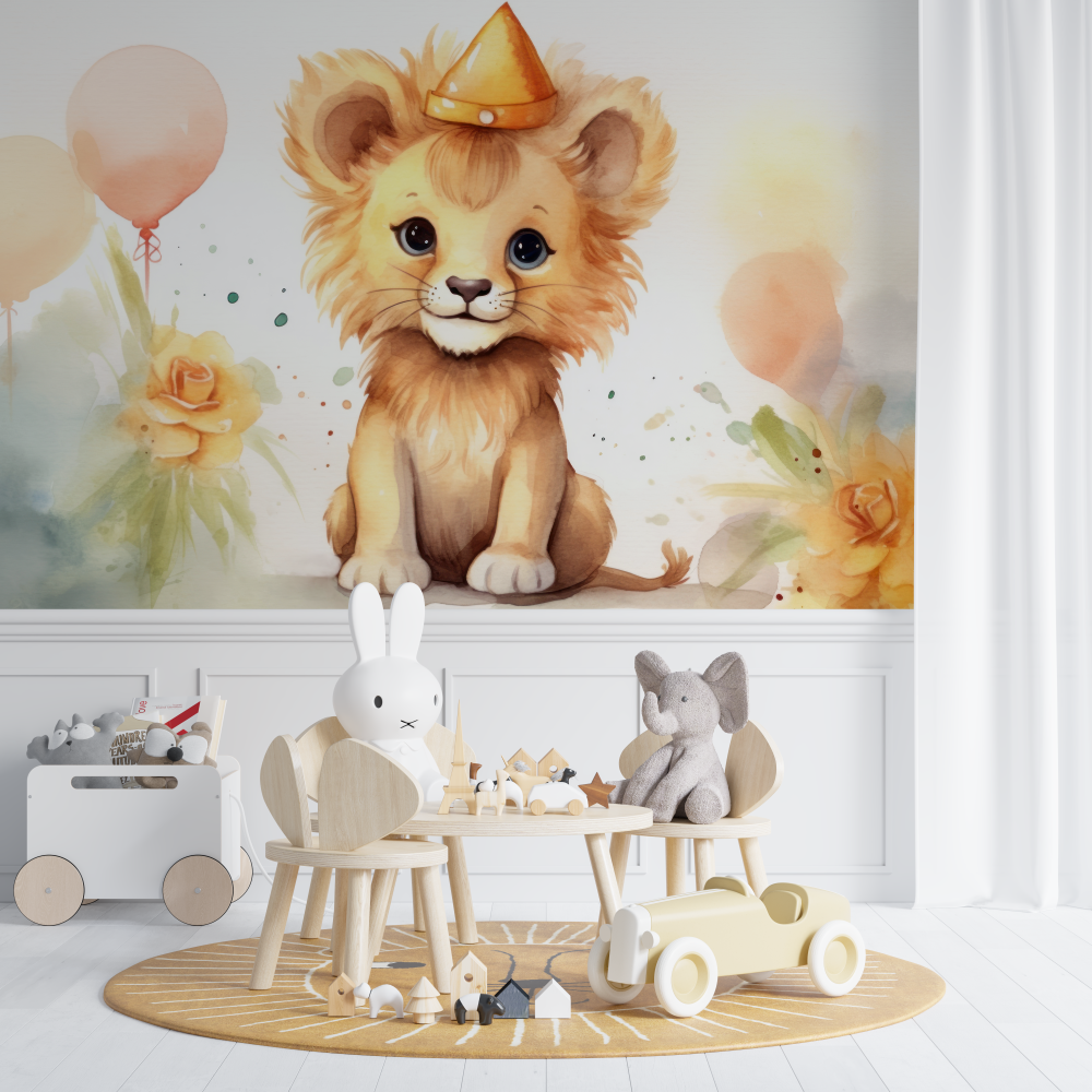 Baby Lion Cub Watercolor Wallpaper | Murals Wallpaper