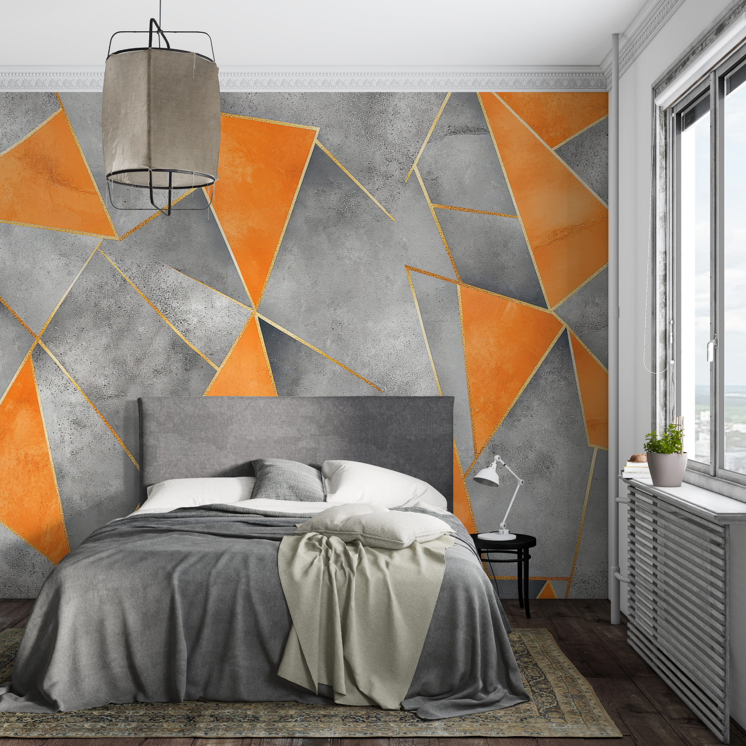 Orange and Gray Wallpaper | Murals Wallpaper