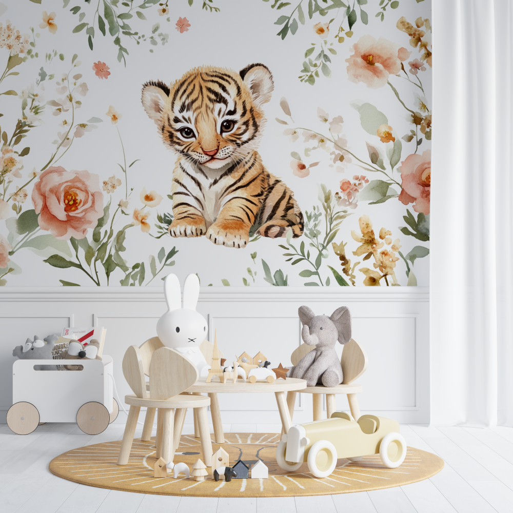 Tiger and Wildflower Wallpaper | Murals Wallpaper