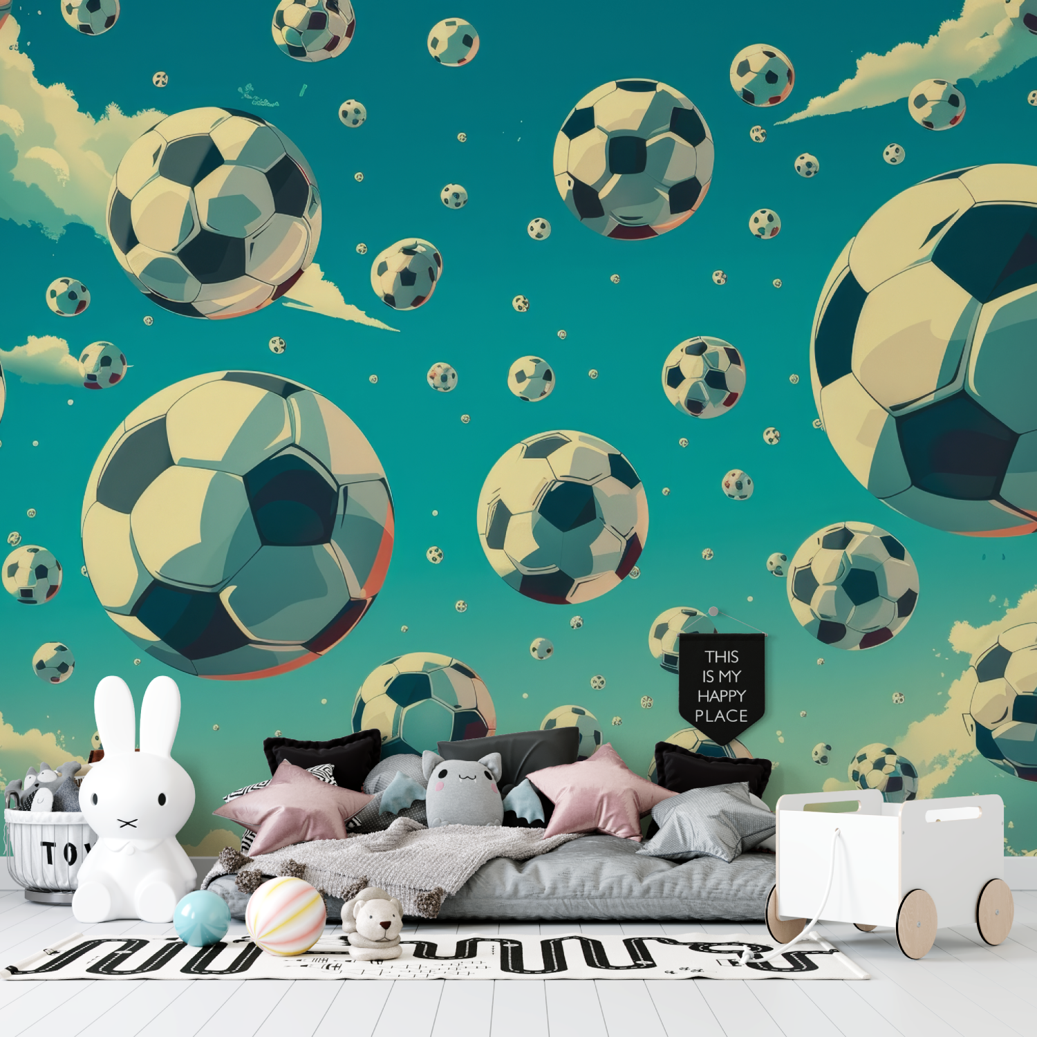 Soccer Themed Wallpaper for Kids' Room | Murals Wallpaper