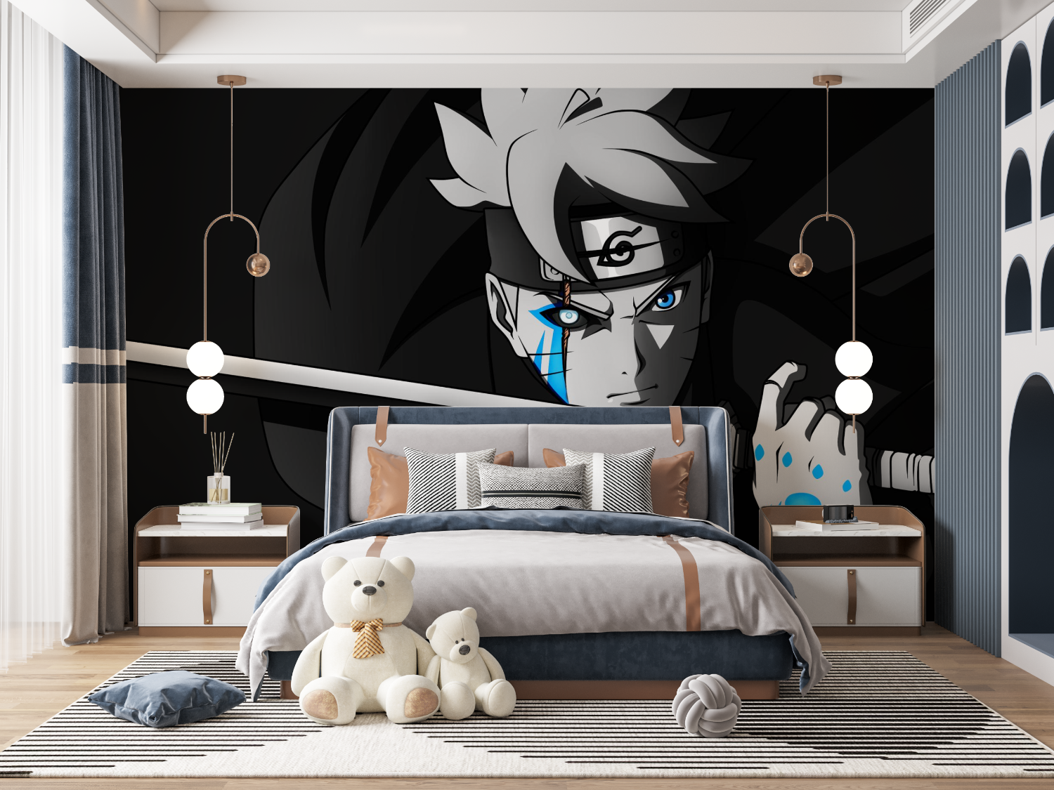 Naruto Blue and Black Wallpaper | Murals Wallpaper