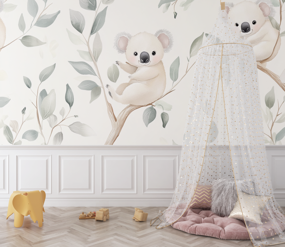 Koala Wallpaper on Cream Background | Murals Wallpaper