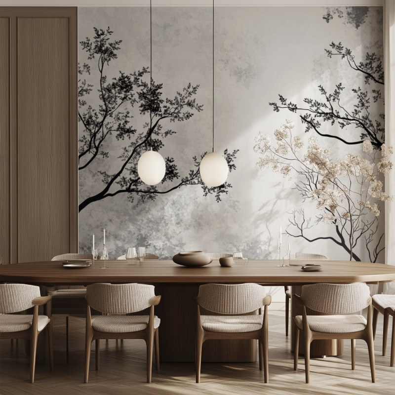 Black and White Tree Wallpaper Hallway | Murals Wallpaper