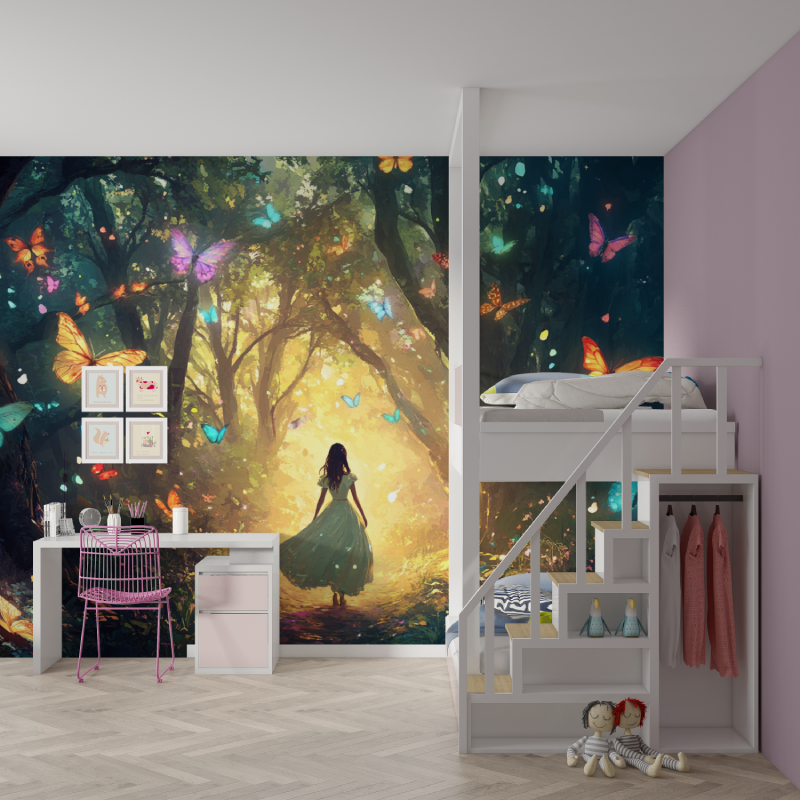 Princess Forest and Butterflies Wallpaper | Murals Wallpaper