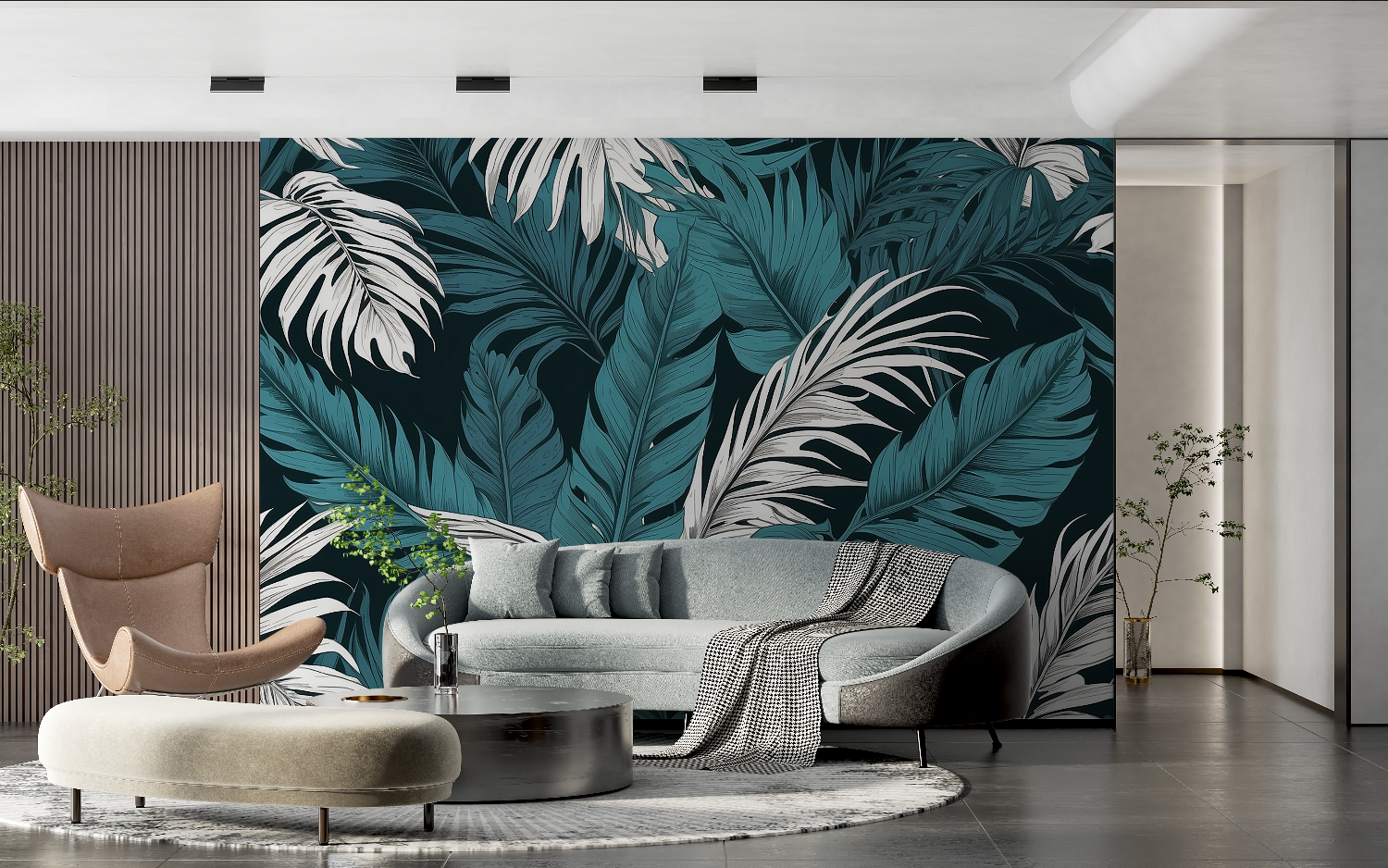 Teal and Gray Wallpaper | Murals Wallpaper