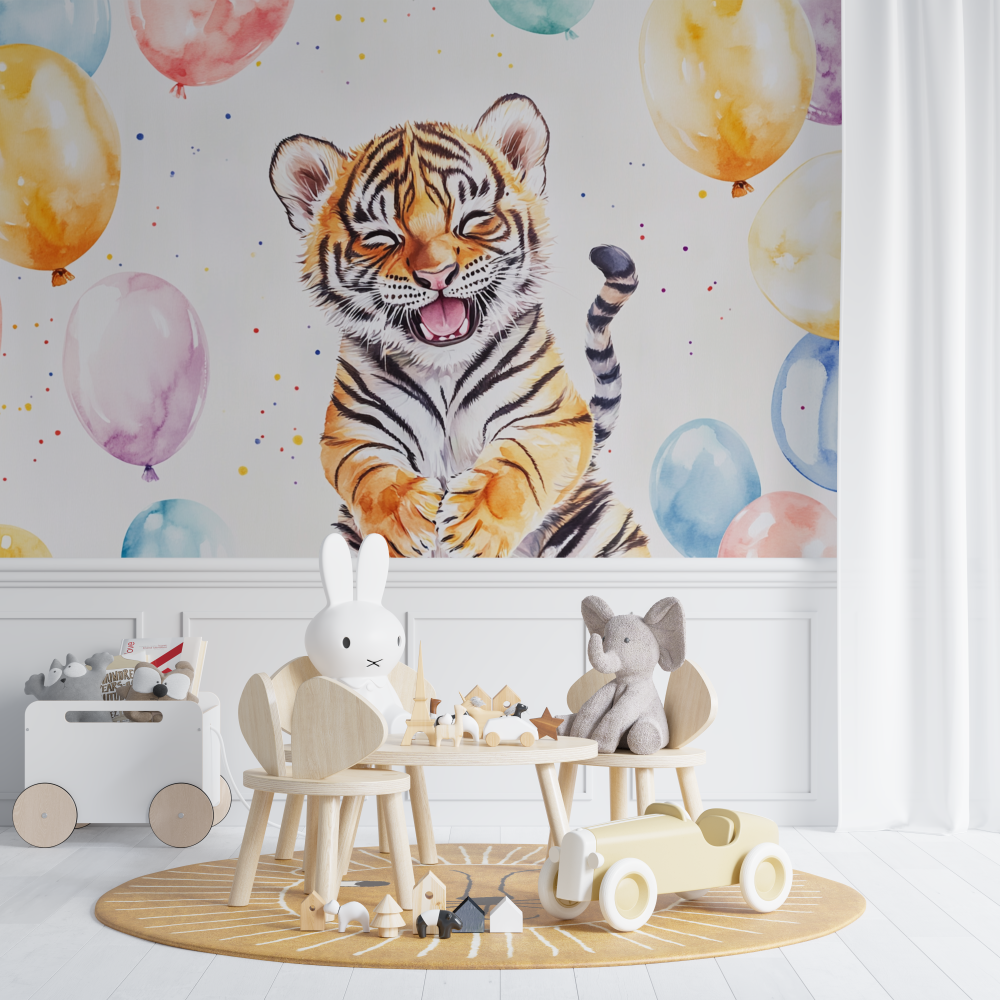 Tiger and Colorful Balloons Wallpaper | Murals Wallpaper