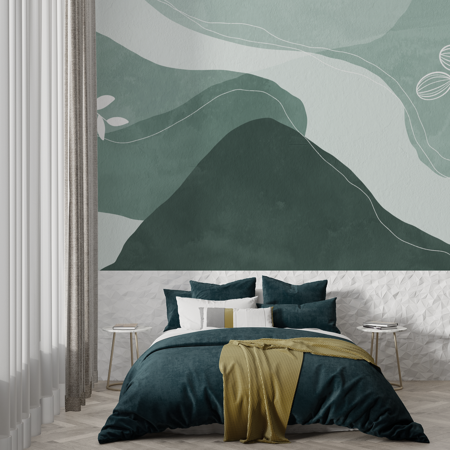 Gray and Green Wallpaper | Murals Wallpaper