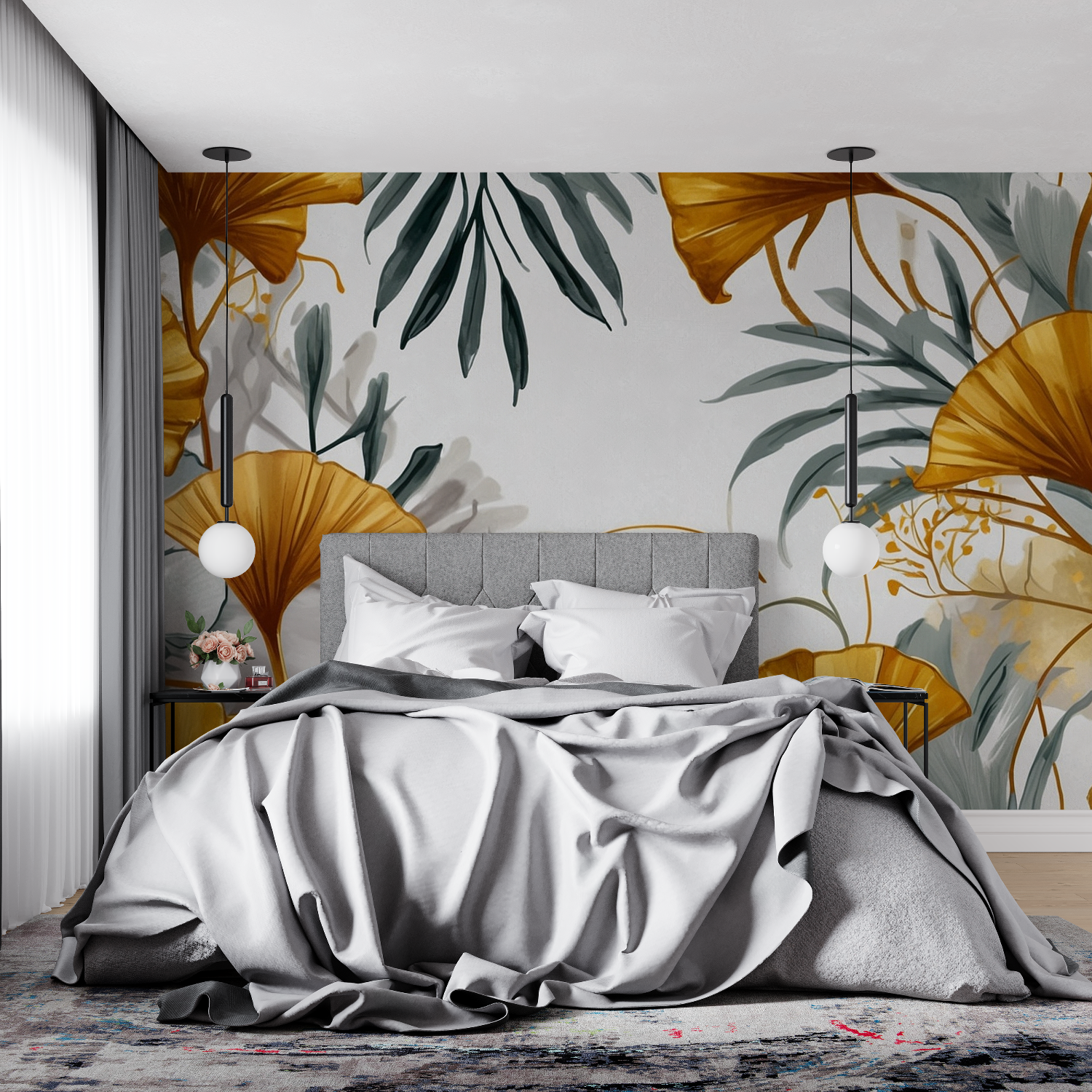 Mustard Yellow Gray Wallpaper | Murals Wallpaper