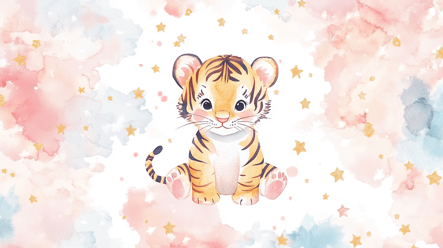 Tiger and Shooting Stars Wallpaper | Murals Wallpaper