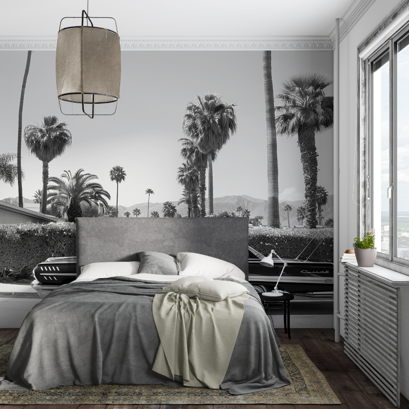 Black and White Miami Car Wallpaper | Murals Wallpaper