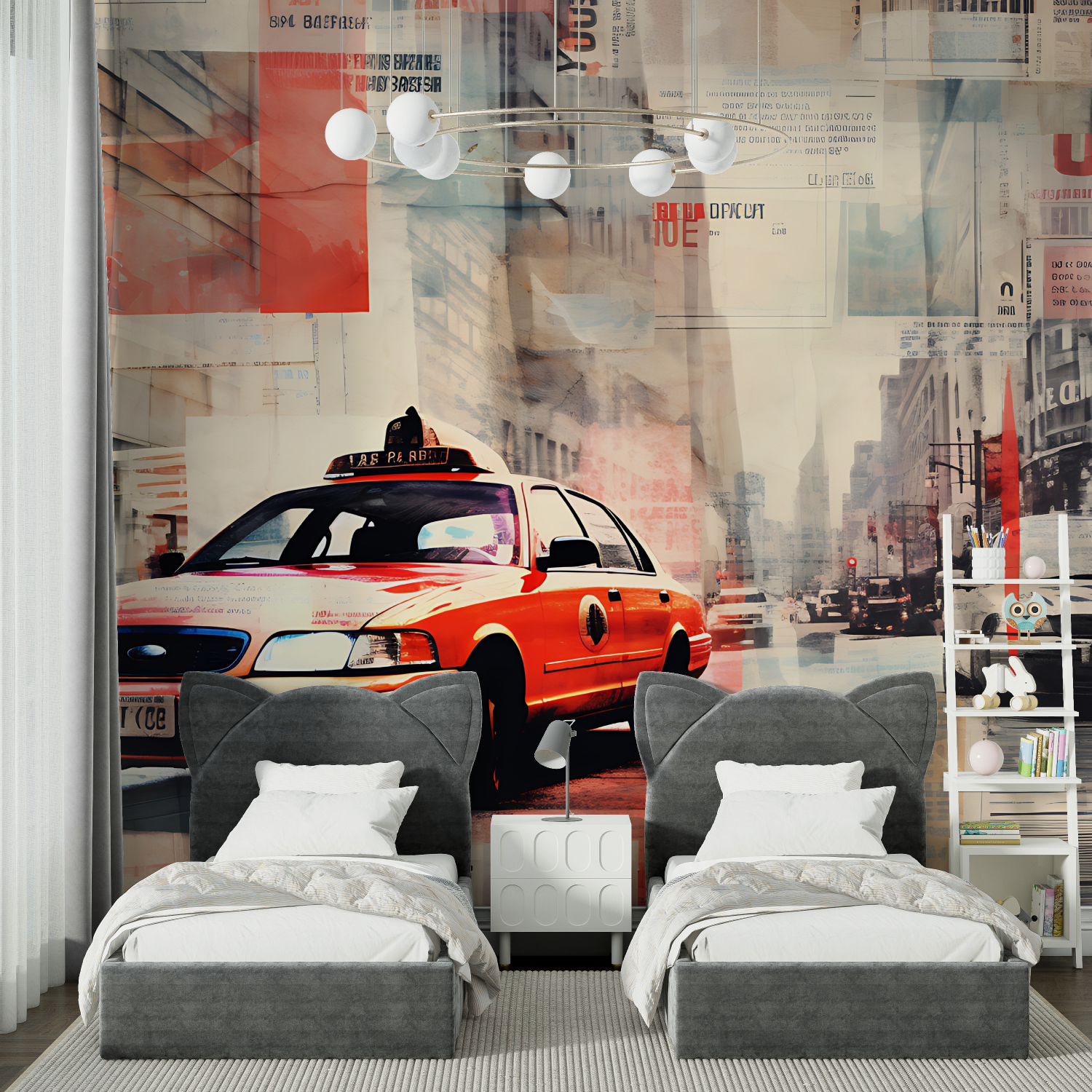 Black and White Collage Wallpaper Car | Murals Wallpaper