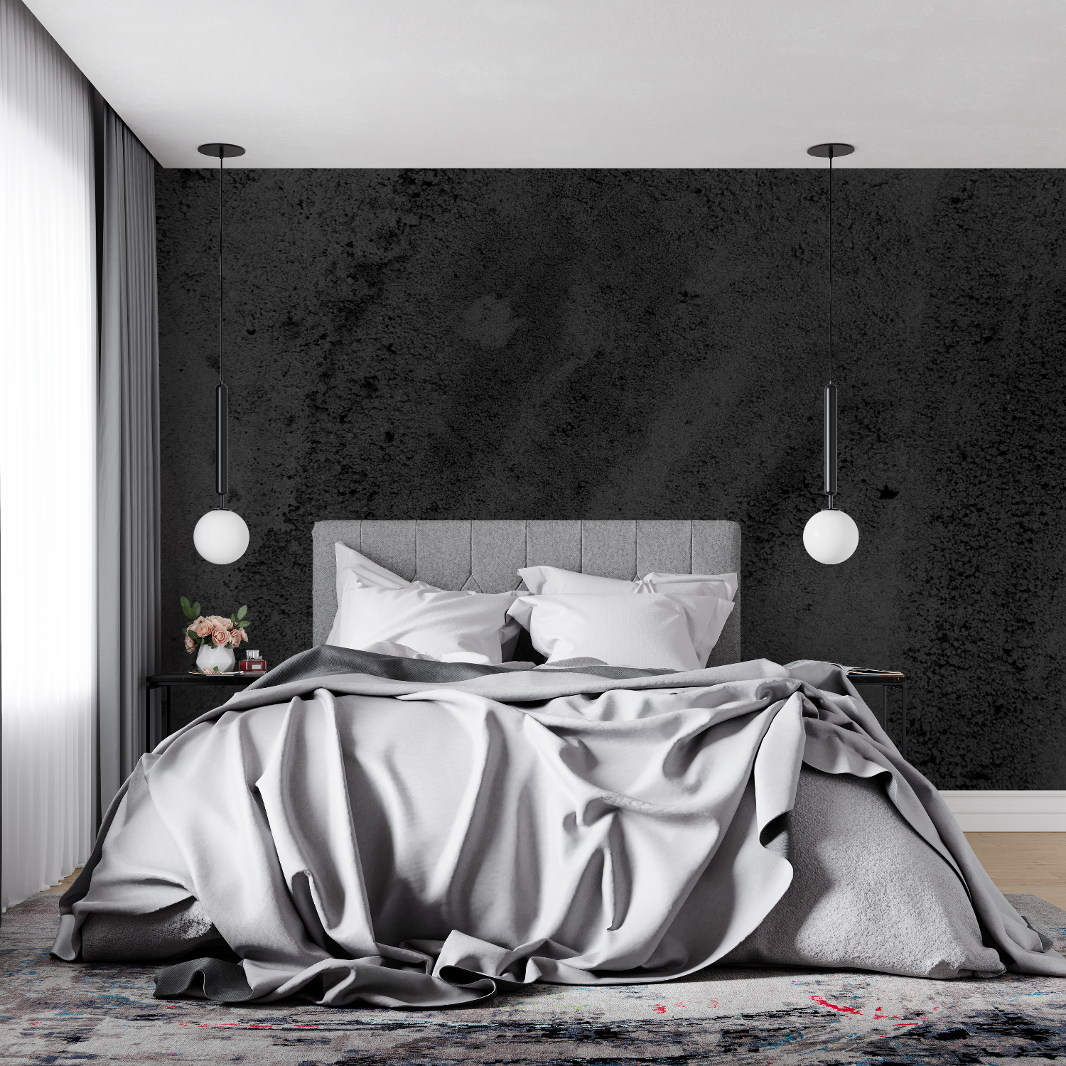 Black Concrete Effect Wallpaper | Murals Wallpaper