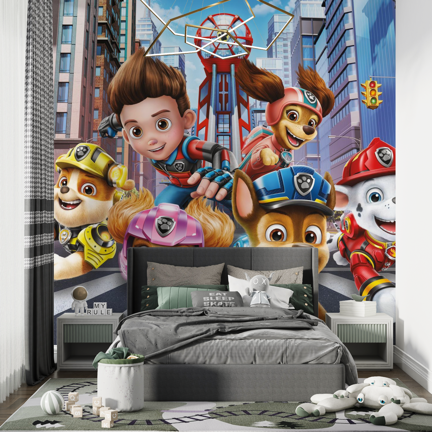 Tapete mit Patrouillenmotiv und Anime-Garcon-Schlafzimmer